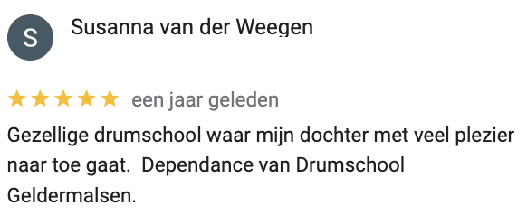 google review 5 drumschool Lepelstraat