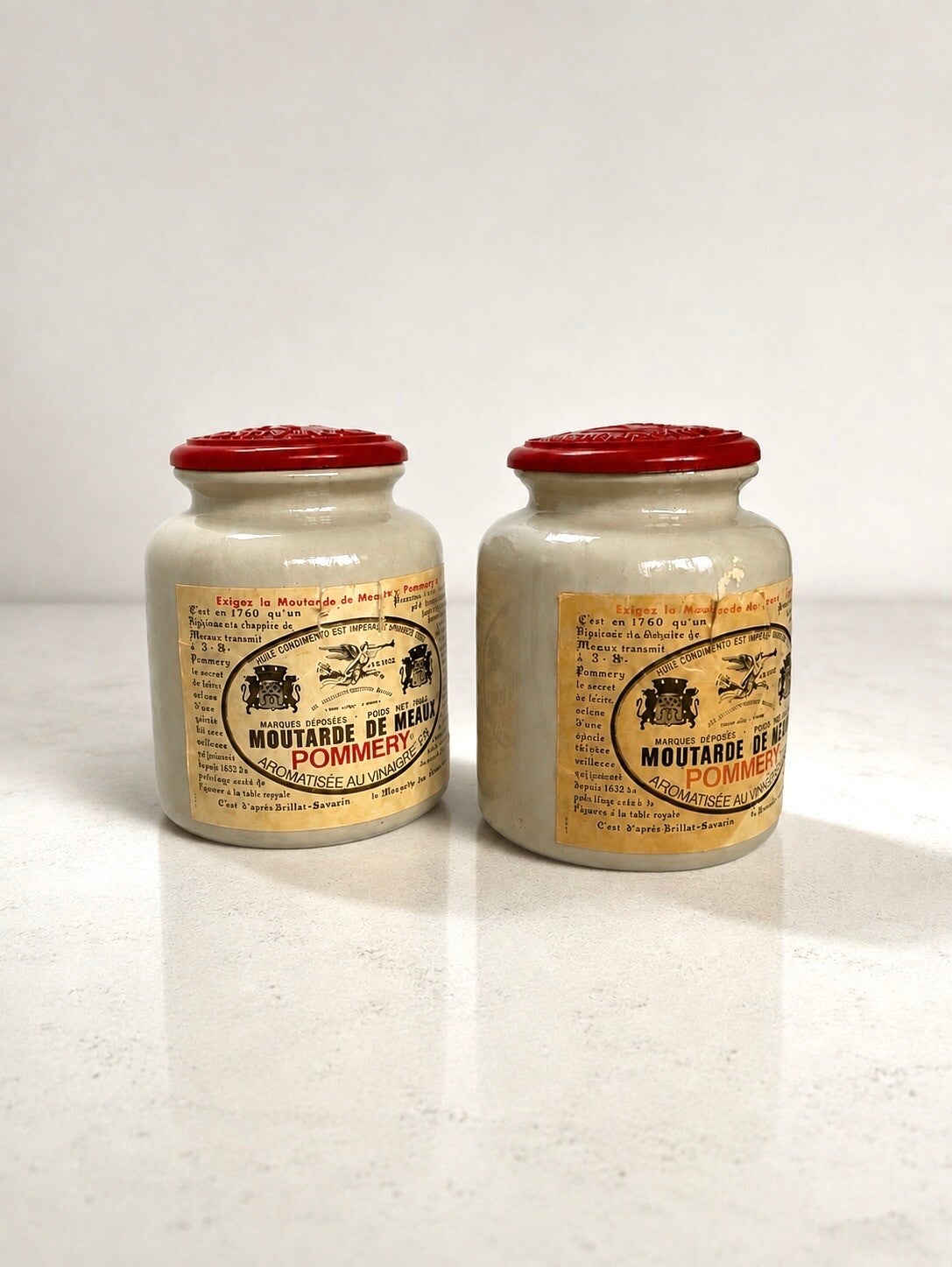 Set - 2 originele lege mosterdpotten - Moutarde de Meaux Pommery - 1975–1982