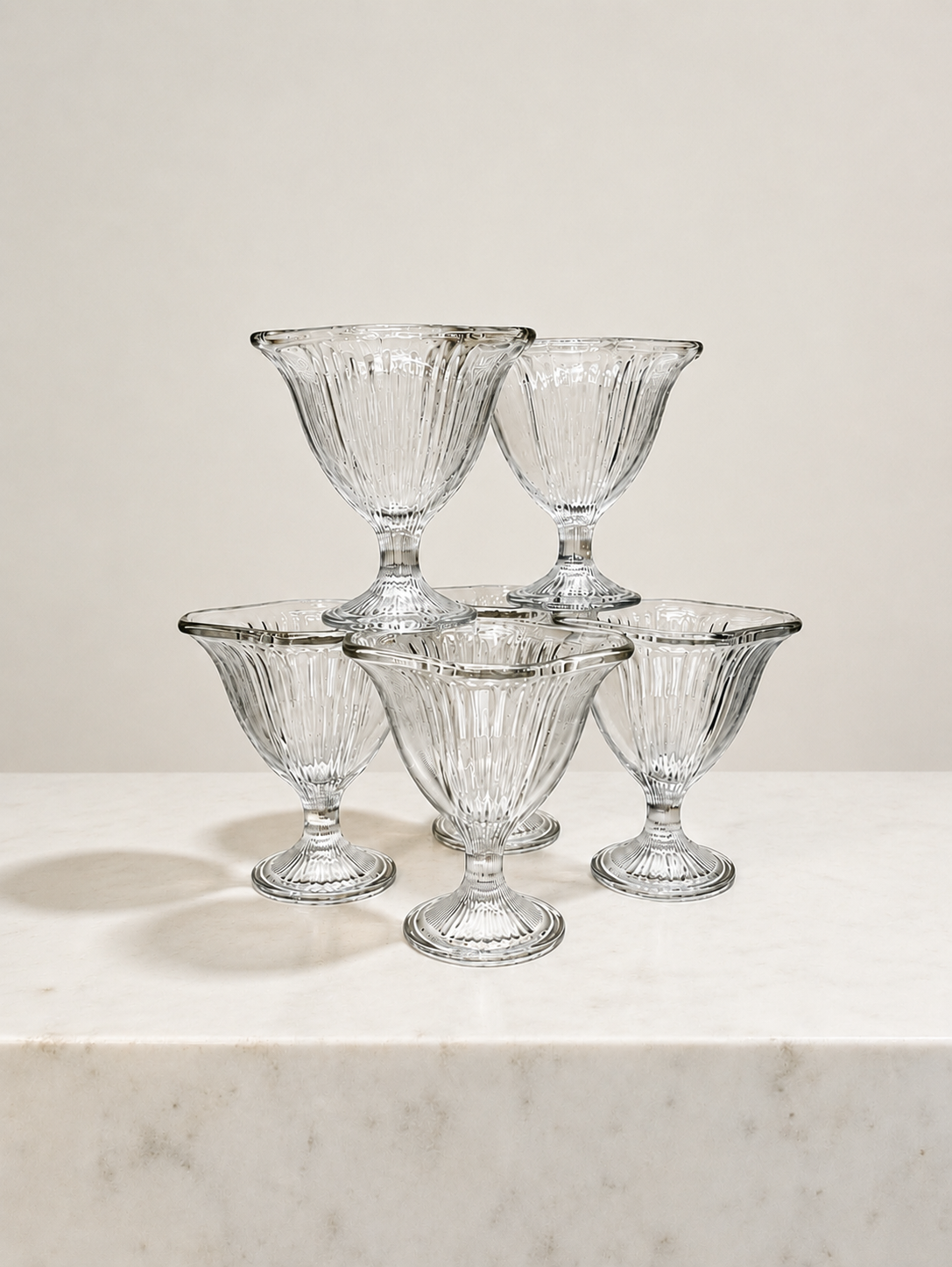 Set - 6 ijscoupes - Bormioli Rocco 1984 - 1988
