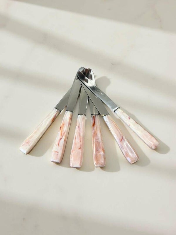 Set - 6 messen roze marmer