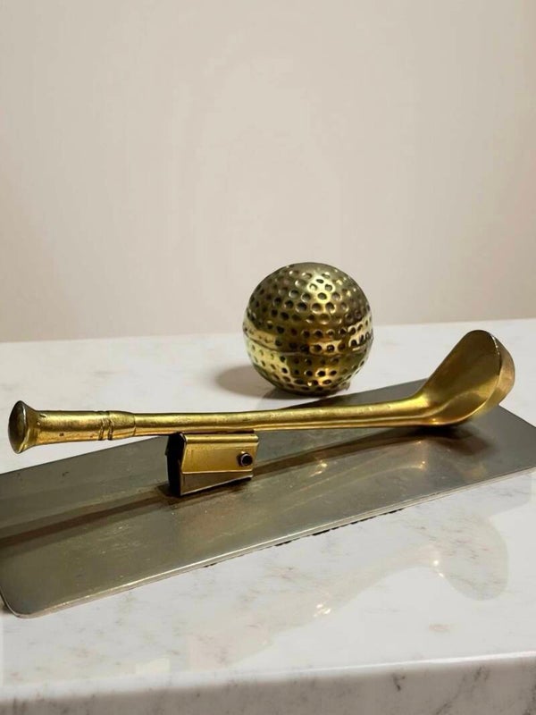 Set - Paperweight golf + golbal messing