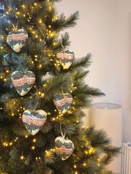 Set - 6 papier maché kerstballen