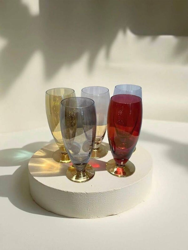 Set - 5 gekleurde champagneglazen