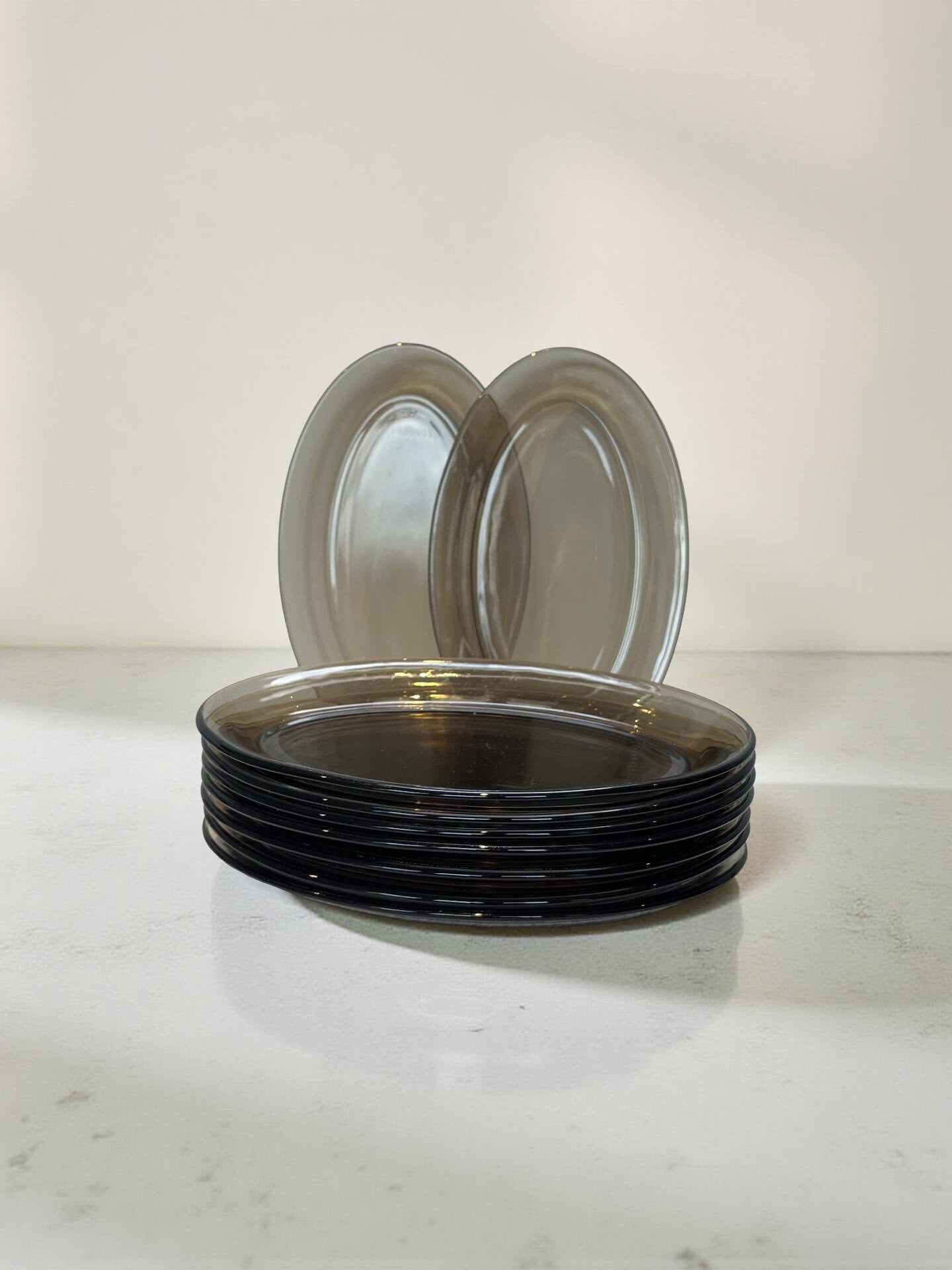 Set - 9 serveerbordjes rookglas - Arcoroc