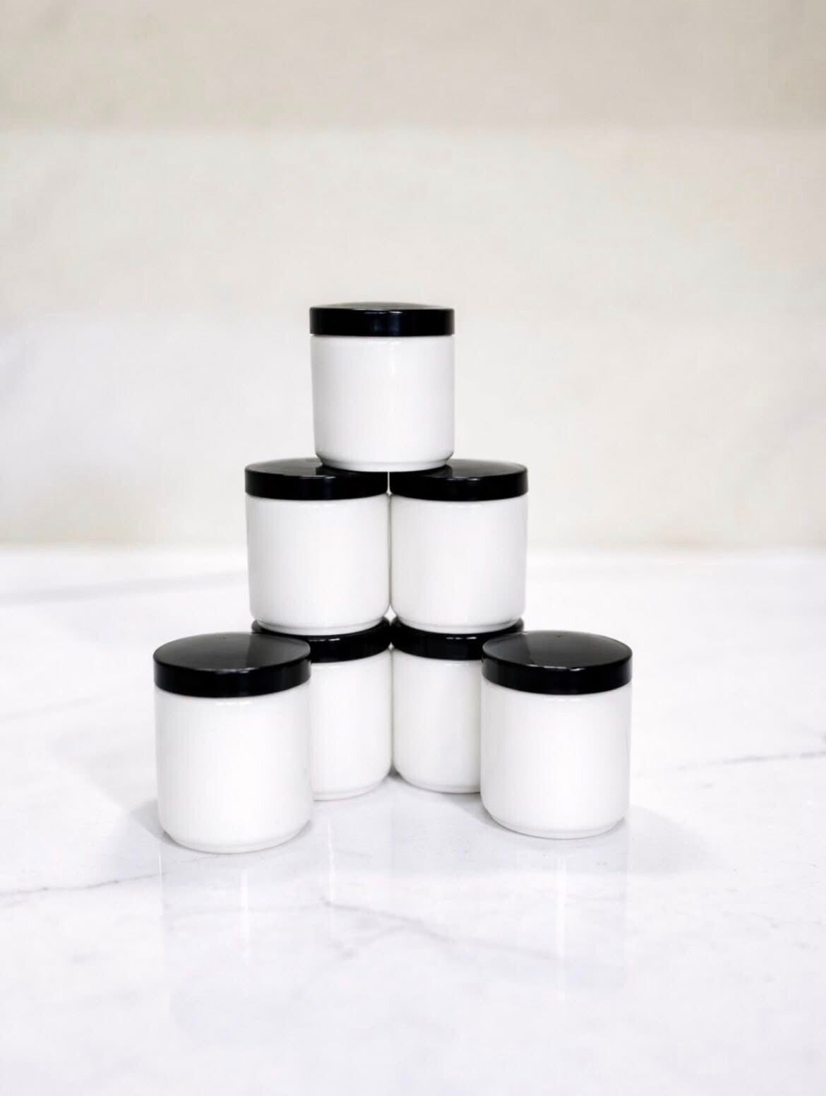 Set - 6 apotheekpotjes wit/zwart