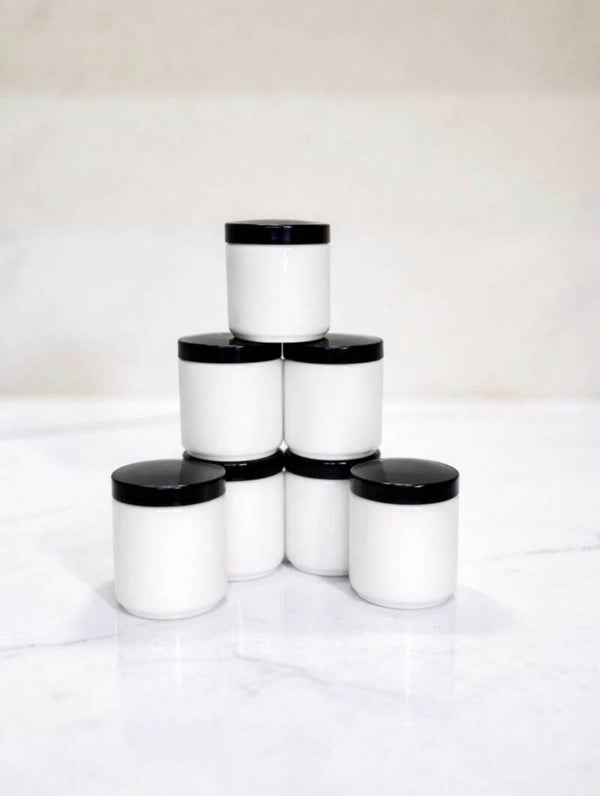 Set - 6 apotheekpotjes wit/zwart