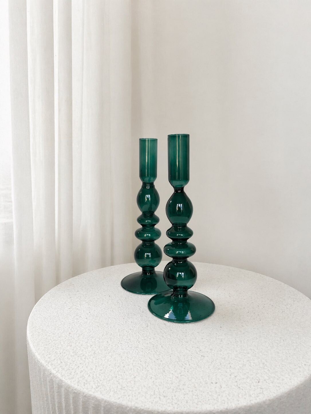 Set - 2 kandelaars ultra fijn glas groen