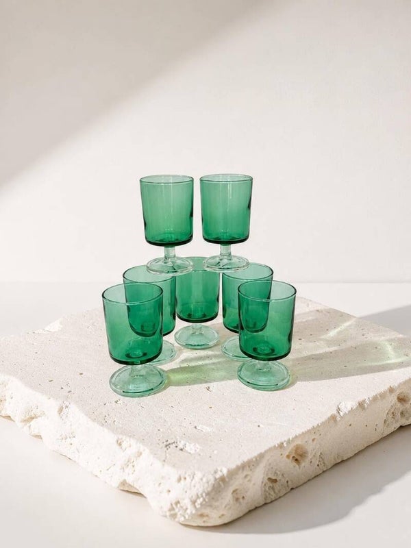 Set - 7 wijnglazen 'Cavalier Green collectie" - Luminarc - 1973 - 1978