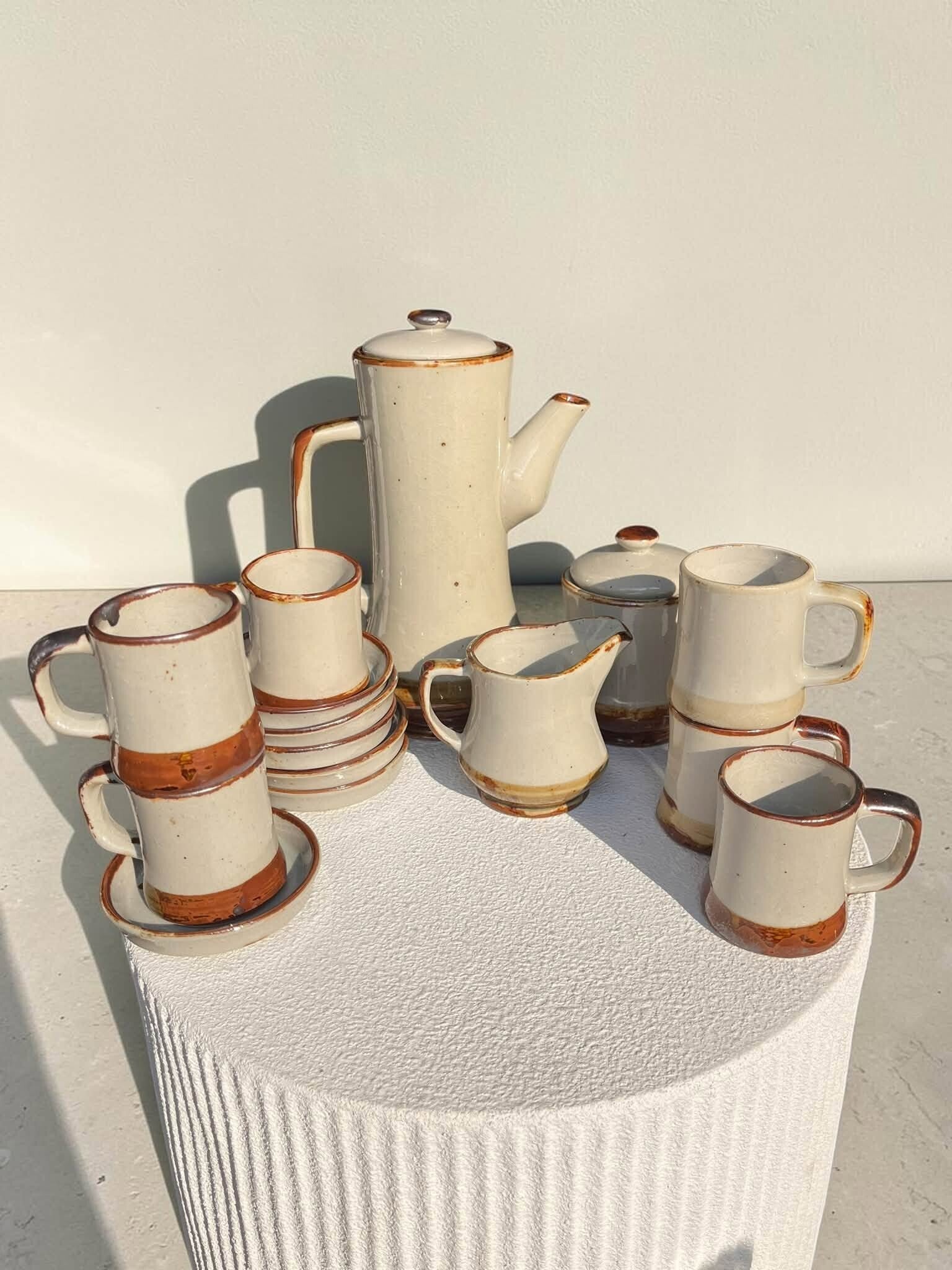 Koffie/theeset 15 stuks keramiek - 1980's