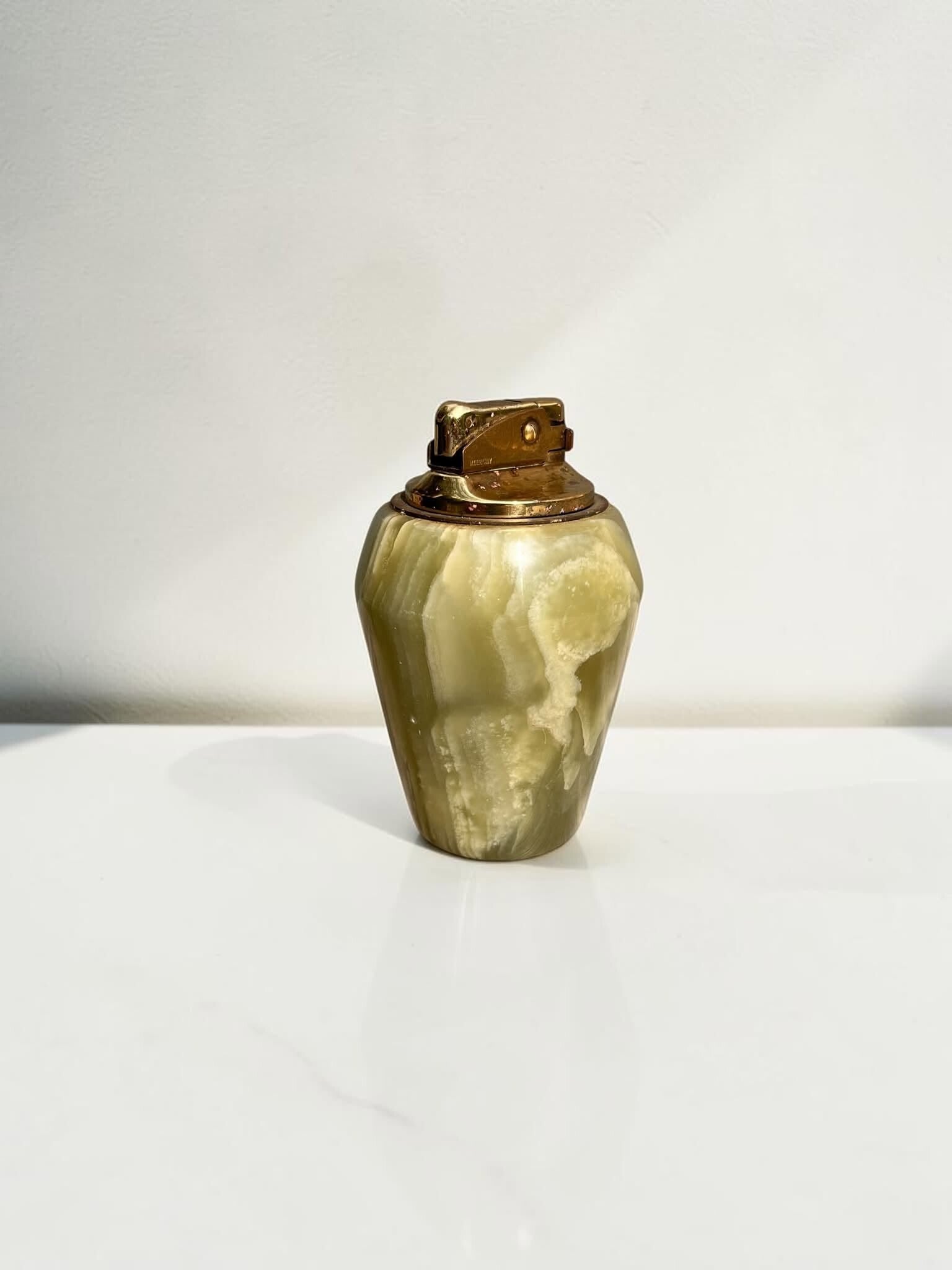 Tafelaansteker groene onyx steen - 1960's
