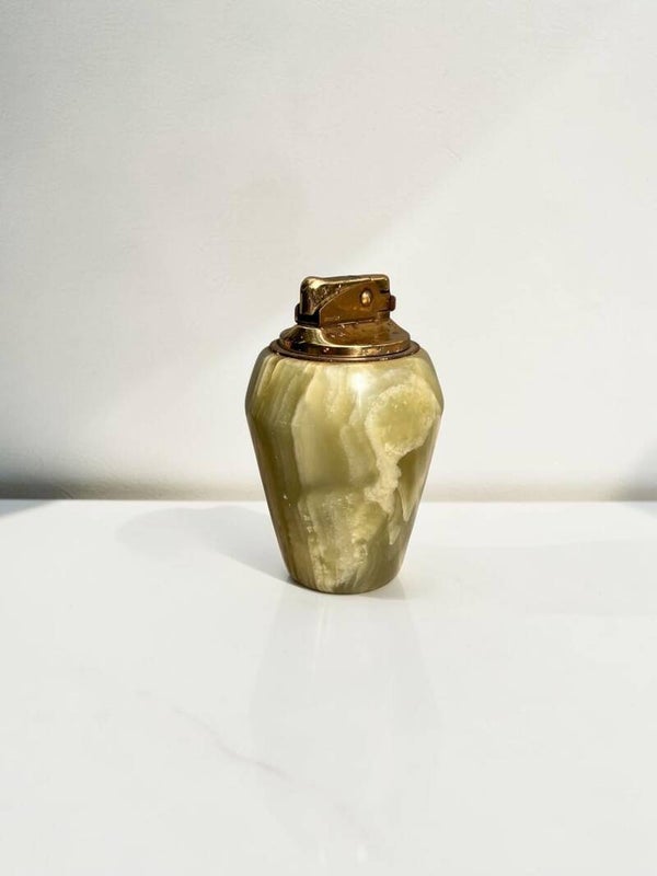 Tafelaansteker groene onyx steen - 1960's