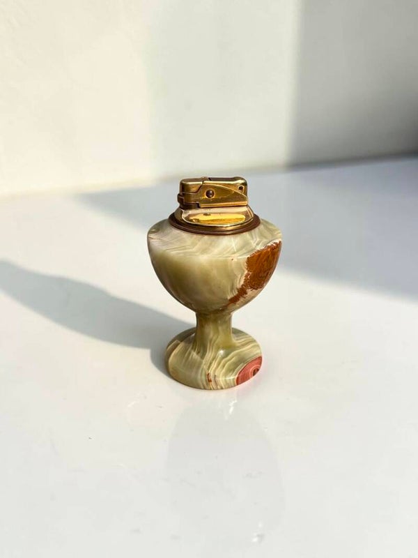 Tafelaansteker groene onyx steen - 1960's