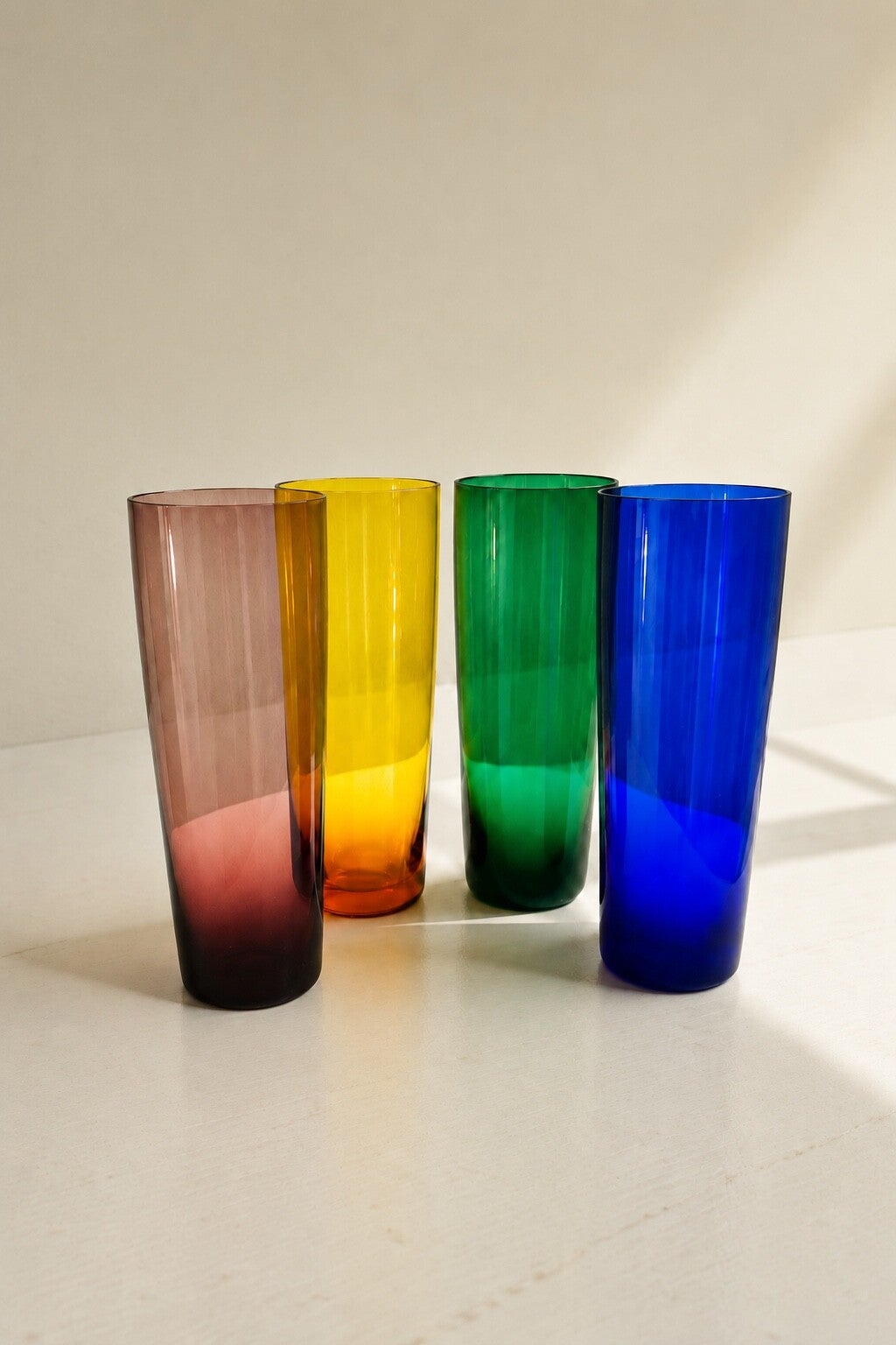 Set - 4 longdrinkglazen gekleurd kristal