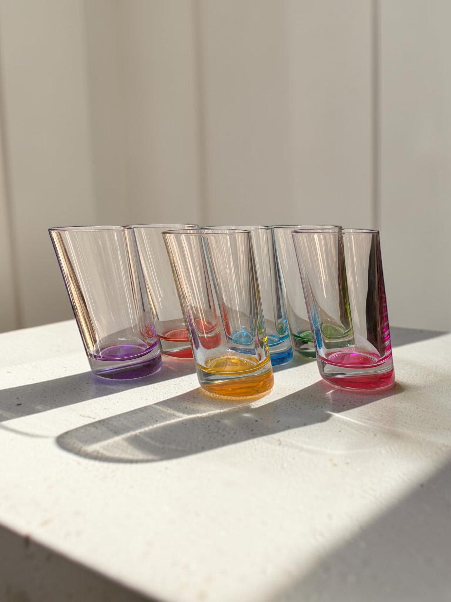 Set - 6 design glazen gekleurd glas - 1990's