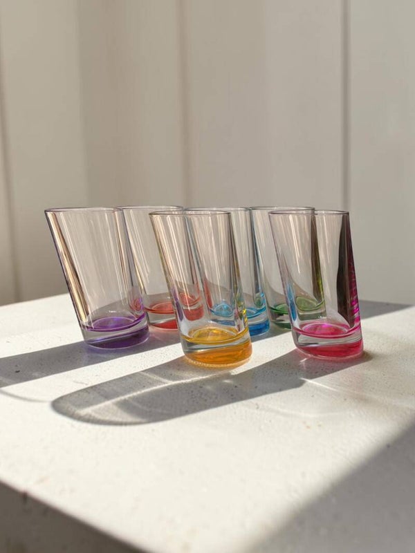 Set - 6 design glazen gekleurd glas - 1990's