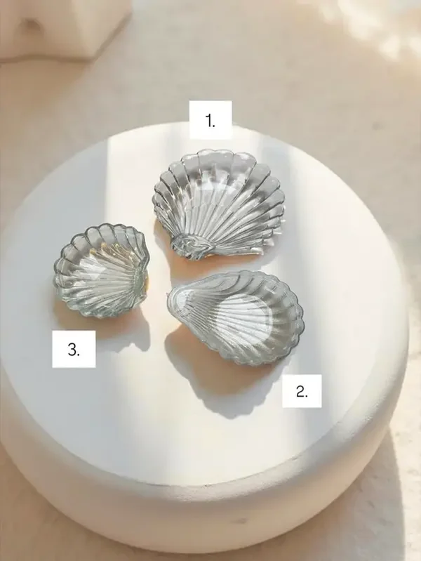 Set - 3 glazen schaaltjes schelp