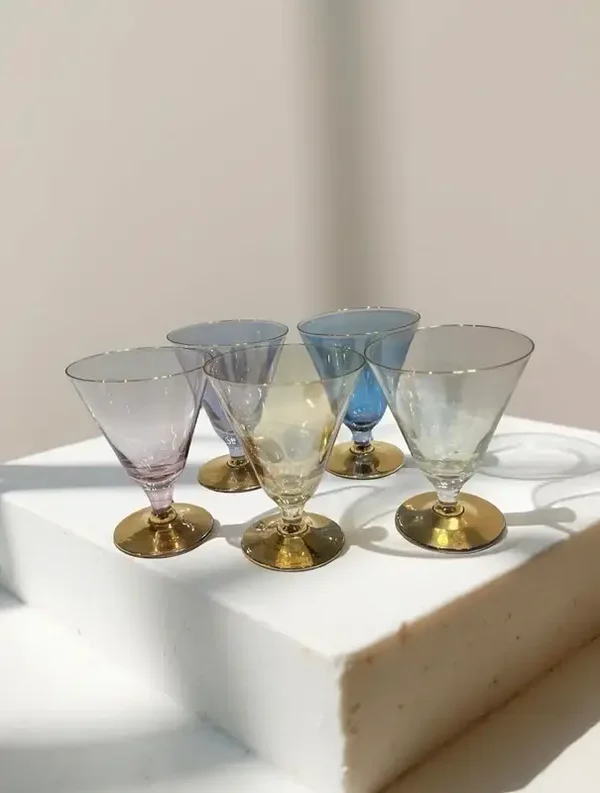 Set - 5 pastel glazen