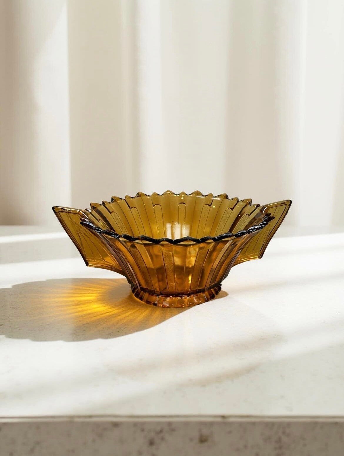 Schaal met oren amberglas