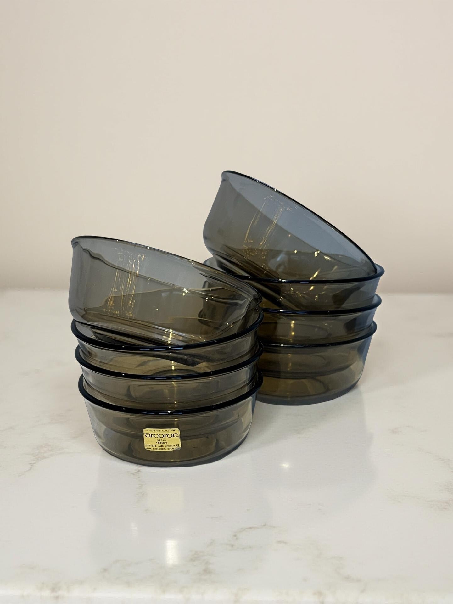 Set - 8 kommetjes rookglas - Arcoroc
