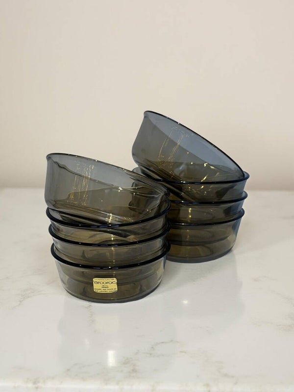 Set - 8 kommetjes rookglas - Arcoroc