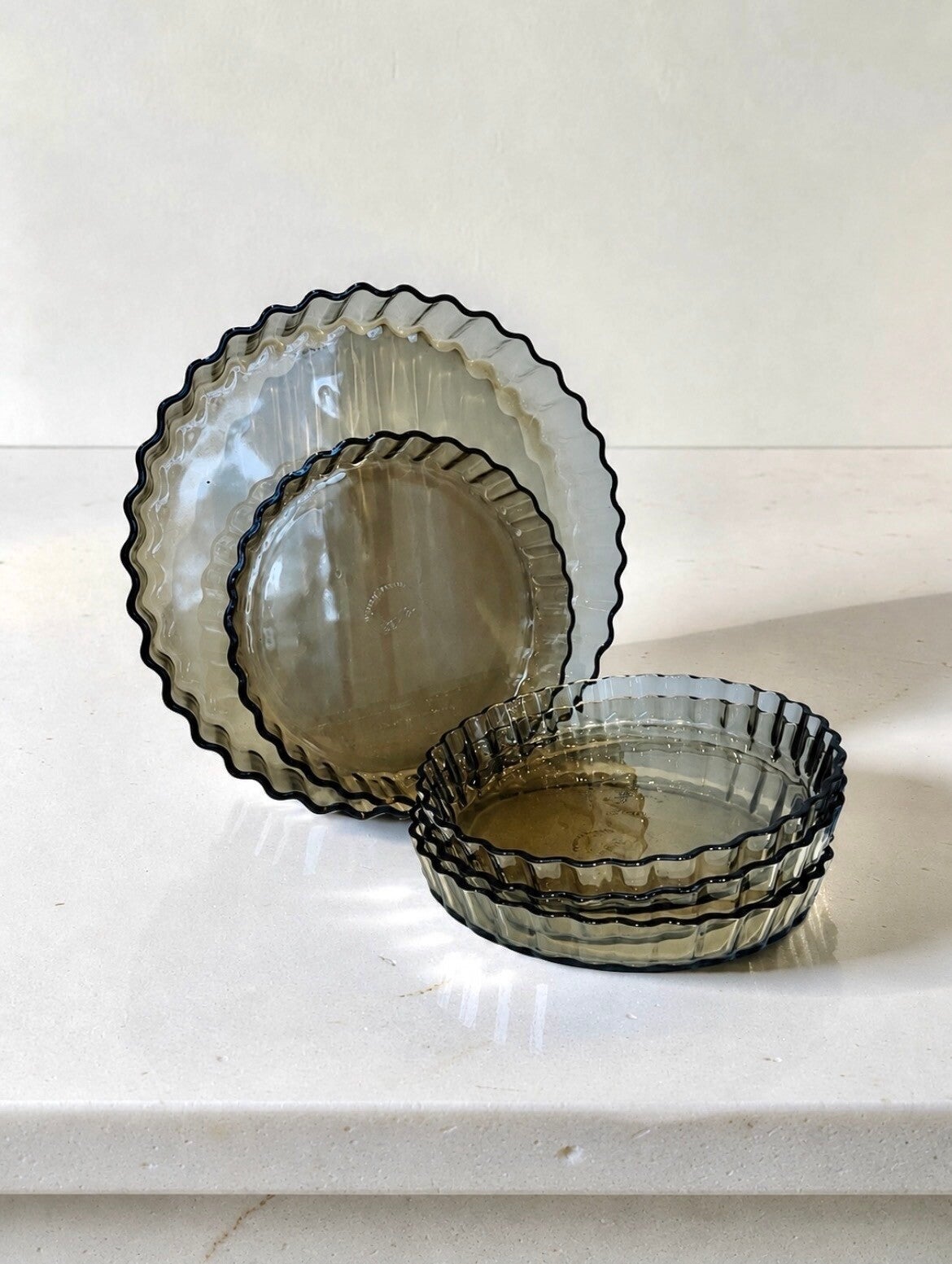Set - 5 ovenschalen rookglas - Arcopal Henkel - 1972–1978