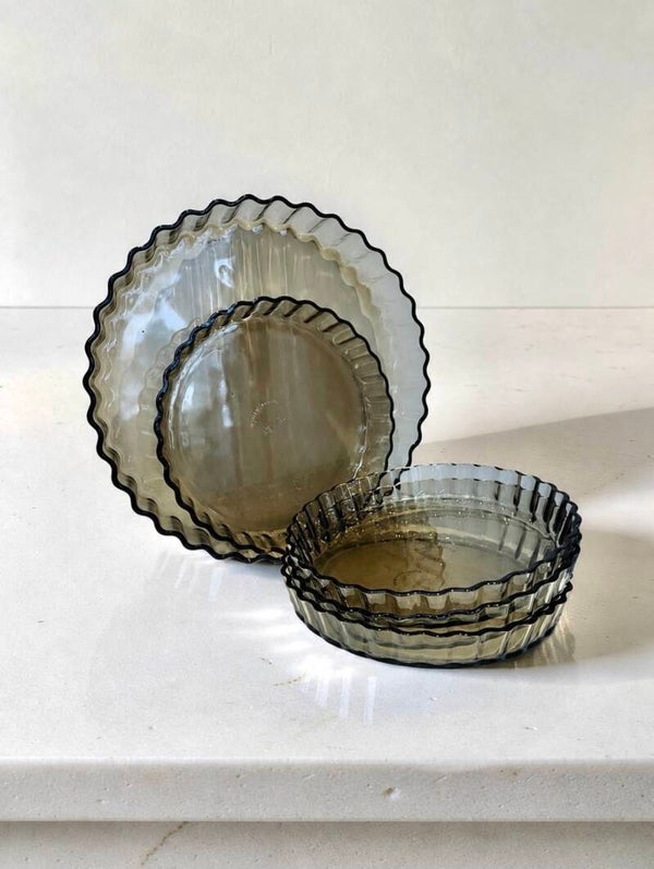 Set - 5 ovenschalen rookglas - Arcopal Henkel - 1972–1978