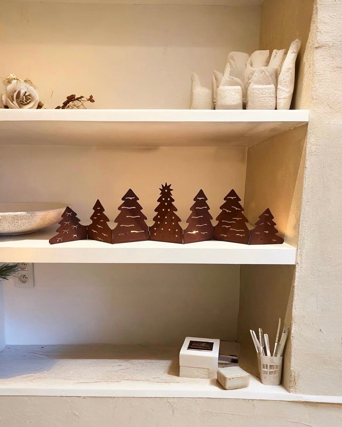 IJzeren kerstslinger kaarsenhouder