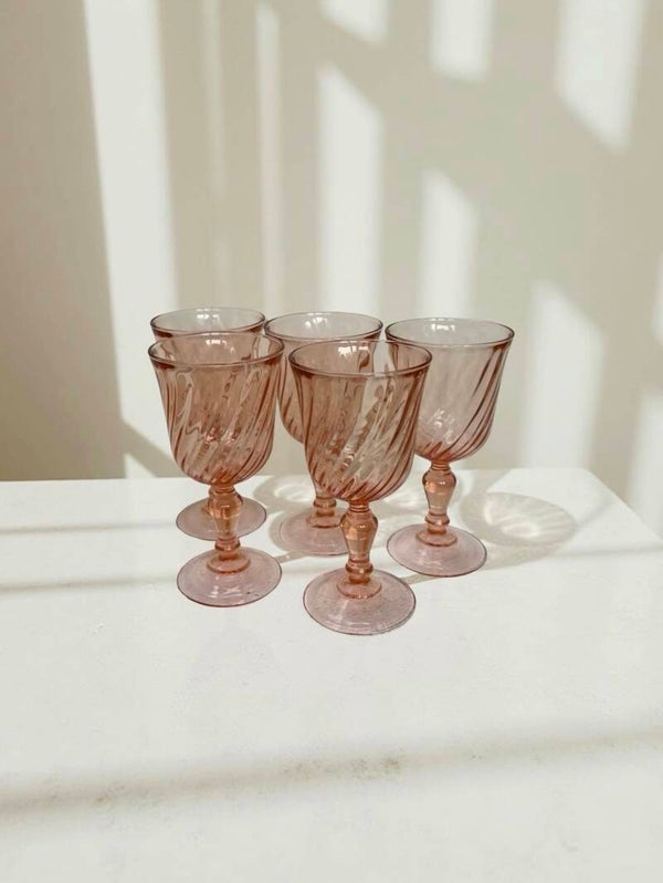 Set - 5 roze wijnglazen - Luminarc