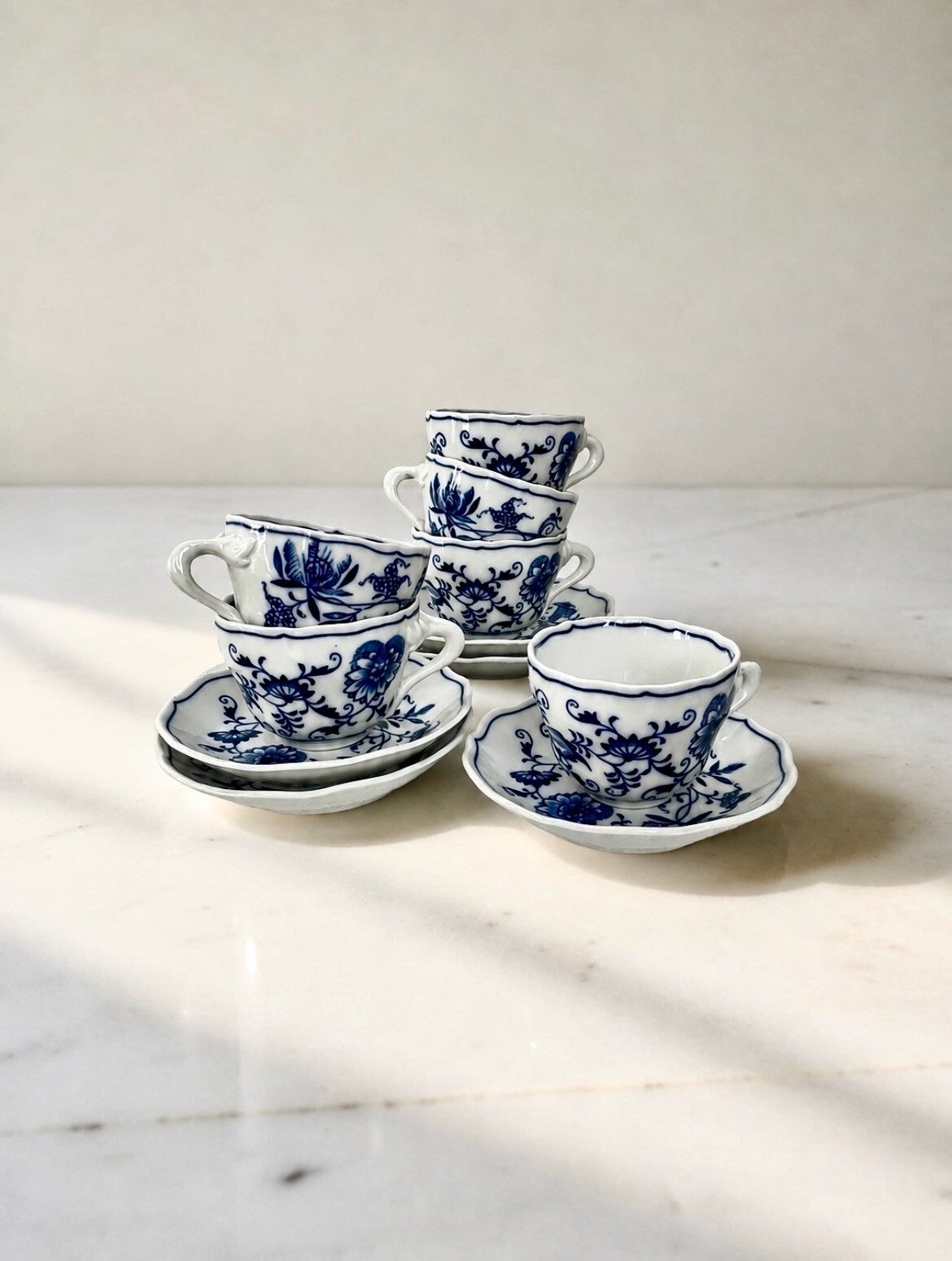 Set - 6 espressoset 'Blau Zwiebelmuster collection' - Hutschenreuther 1987
