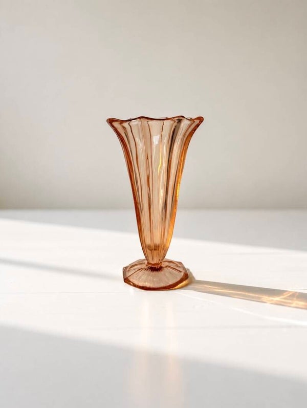 Vaasje 'collectie Luxval' kristal roze- Val Saint Lambert 1936