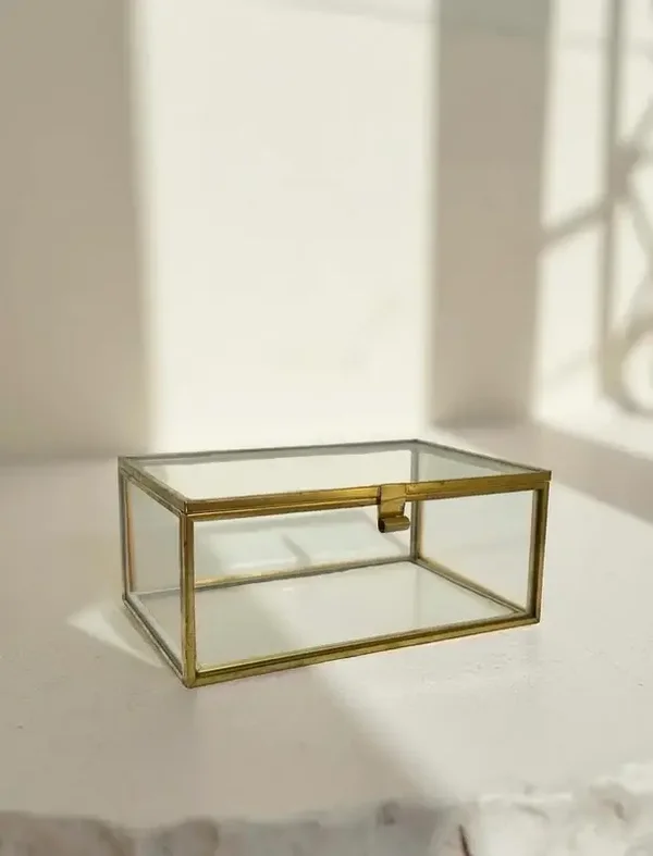 Glazen doosje messing