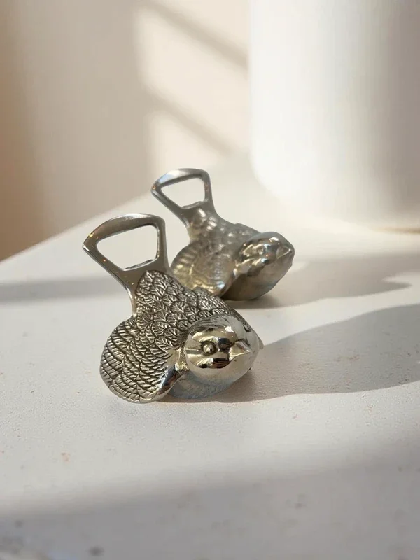 Set - 2 flesopeners mussen verzilverd