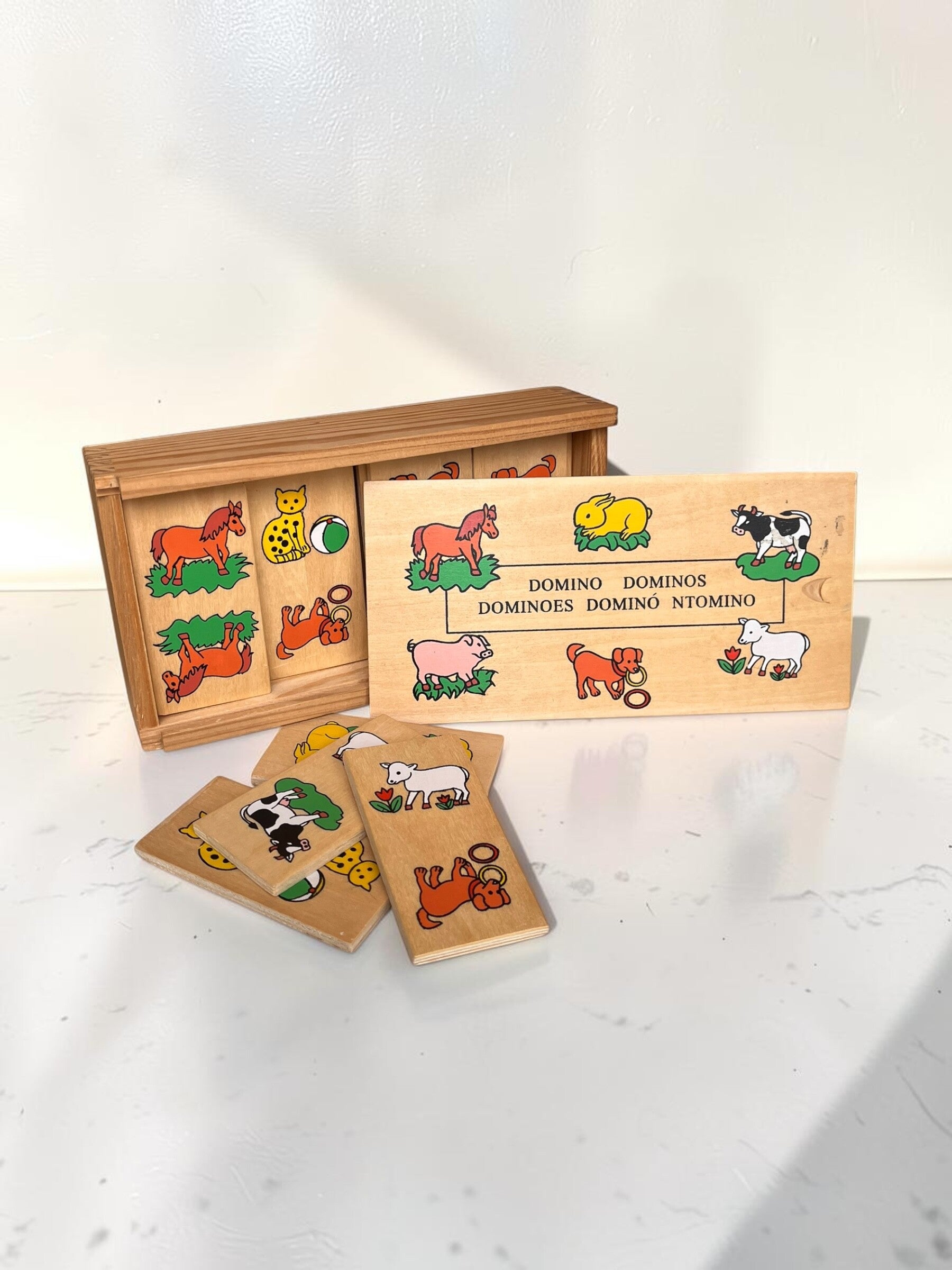 Dominospel dieren hout - 1970's