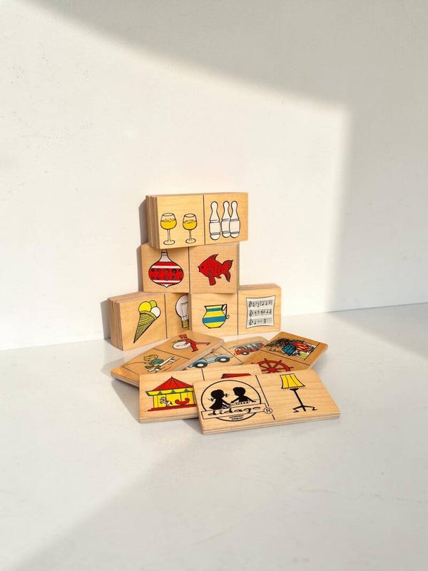 Domino linkspel hout - Didago Antwerpen 1970's