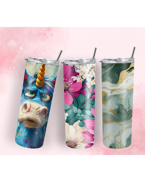 Drinkbeker aluminium met rietje