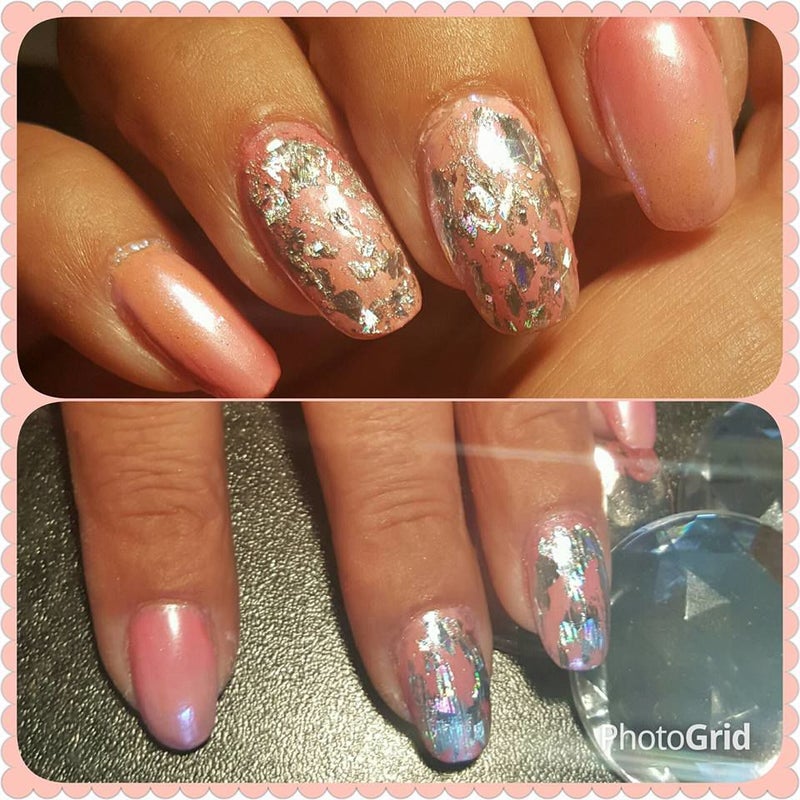 rose met 2 kleuren chrome pigment en folie