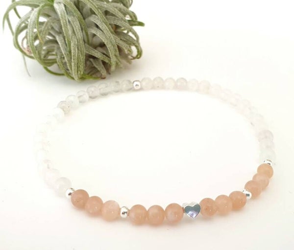 Zonnesteen AA kwaliteit met regenboog maansteen 