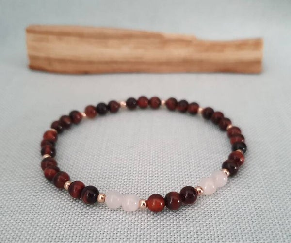 Rode tijgeroog met rozenkwarts