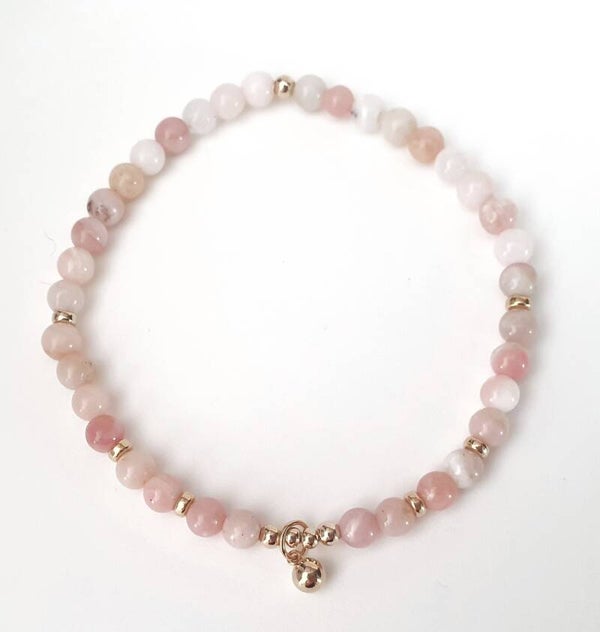 Roze Andes opaal met 14krt gold filled bolletje
