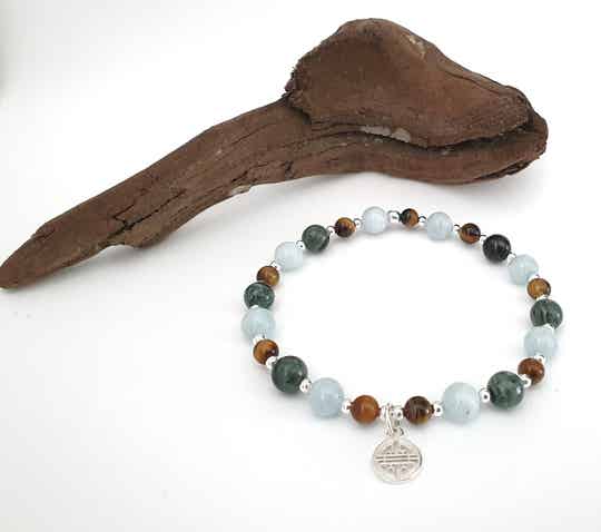 Aquamarijn, tijgeroog en kambaba jaspis