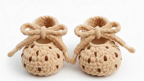 Haakpatroon zachte slofjes met spikkels