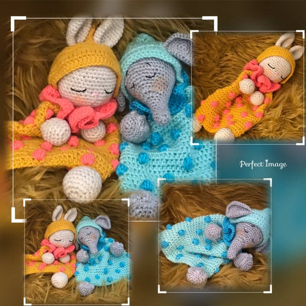 Haakpatroon setje olifant- en konijnspeeltjes