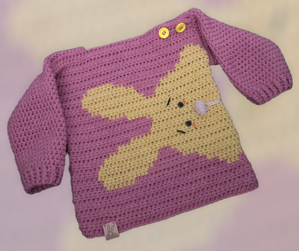 Haakpatroon baby-kindtruitje met konijn