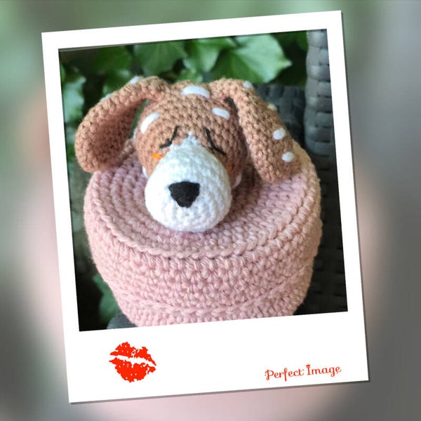 Haakpatroon doosje met puppiekoppie