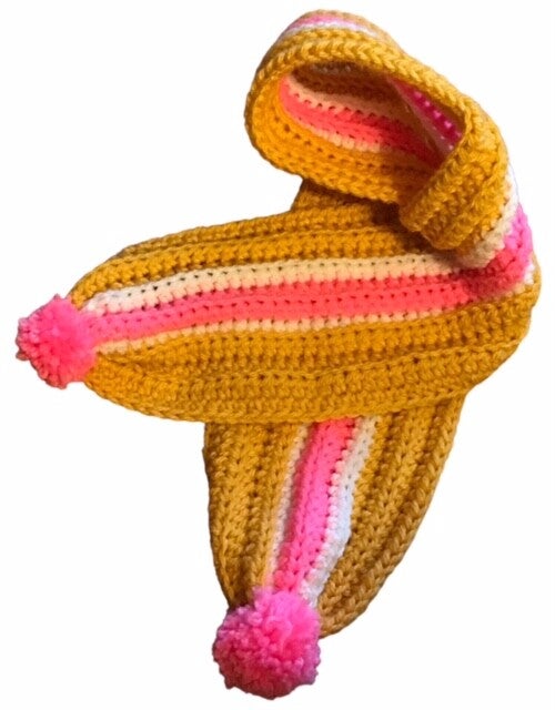 Haakpatroon geribbelde baby/peutersjaal met streep