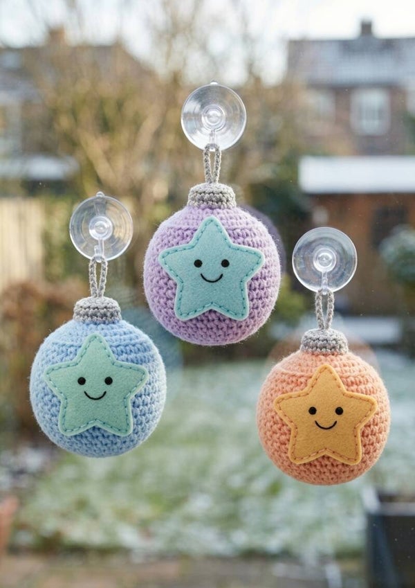 Haakpatroon kerstbal met vilten ster