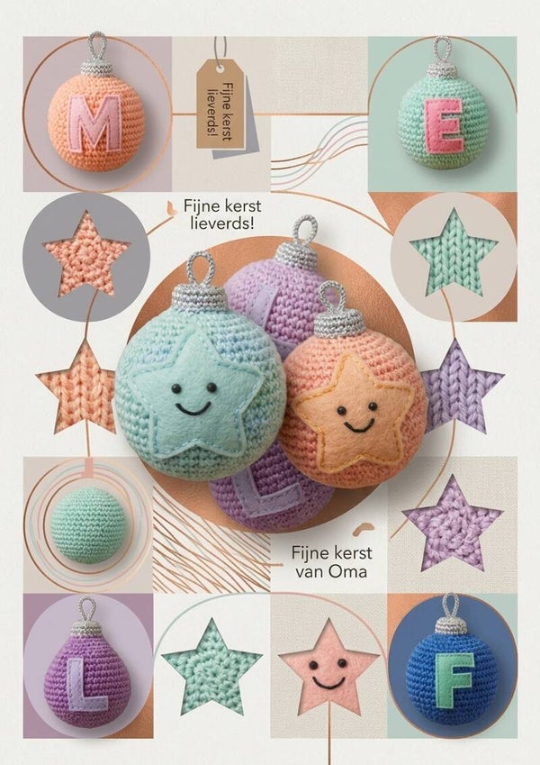 Haakpatroon van 2 kerstballen met vilt