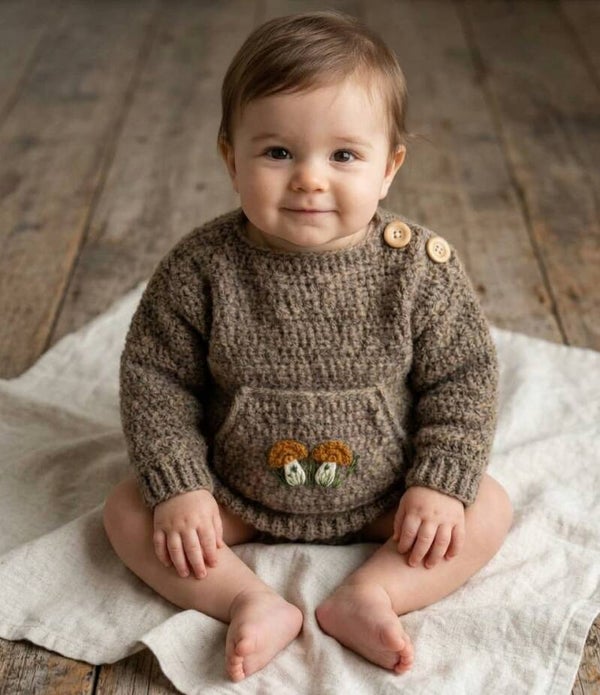 Haakpatroon babytruitje met paddenstoeltjes