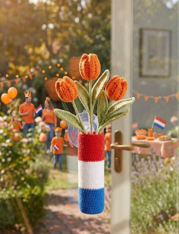 Haakpatroon Koningsdagvaasje met tulpen