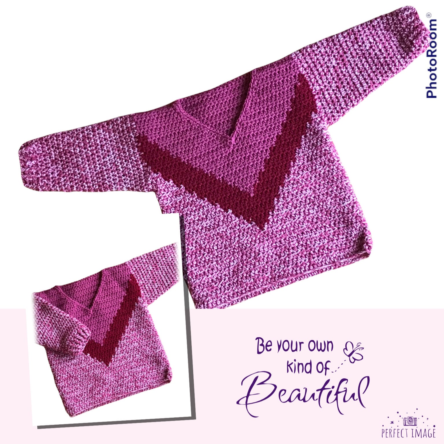 Haakpatroon baby/kindtrui met V-hals en V-vlakverdeling